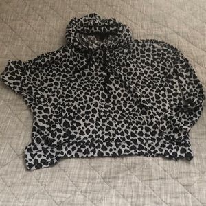 T/O Leopard Print Hooded Top size large